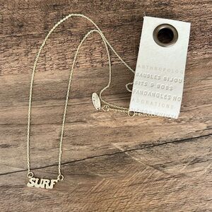 Anthropologie 14k Gold Plated Delicate Surf Necklace